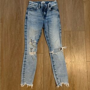 Good American Faded Blue Ripped Skinny Jeans